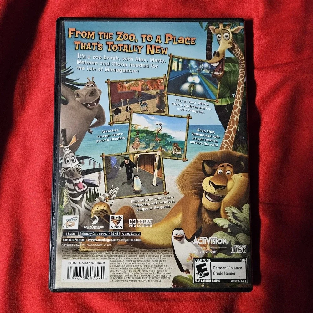 Madagascar Sony PlayStation 2 PS2 DreamWorks Activision Video Game CIB E10+